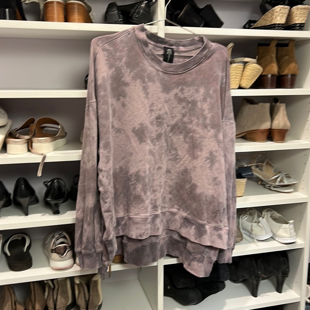 Purple tie dye electric and rose crewneck